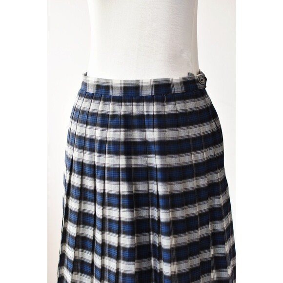 vintage 80s pleated skirt Woman's M Blue Plaid School Skirt Anime Cosplay - Picture 2 of 9